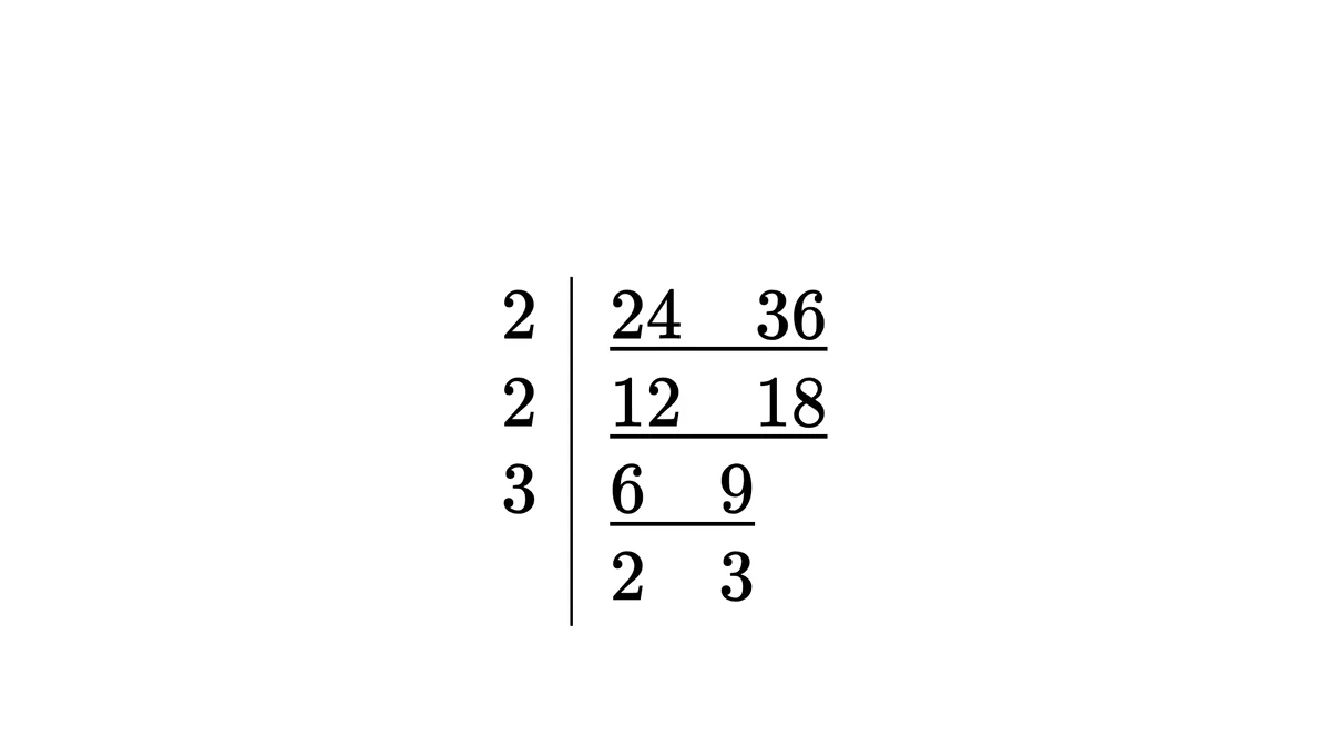 用两栏数组排出的 24 与 36 短除法