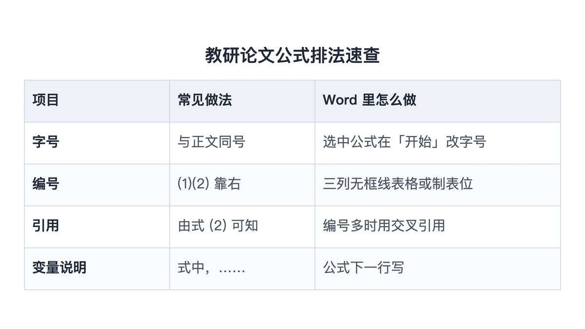 教研论文公式字号编号引用的常见做法